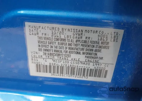 2021 Nissan Sentra Sv Xtronic Cvt from USA, damaged, VIN 3N1AB8CV0MY210293